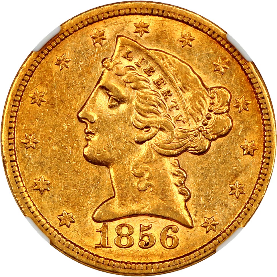 image for: 1856-S $5 NGC/CAC AU55