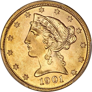 image for: 1901 $5 PCGS MS65+ ex: D.L. Hansen