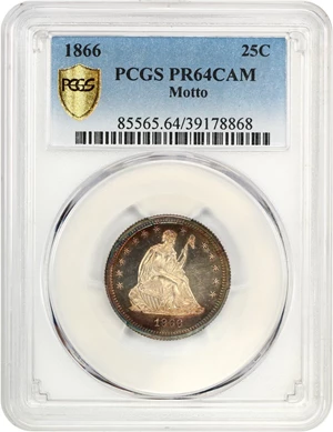 image for: 1866 25c PCGS Proof 64 CAM (Motto)