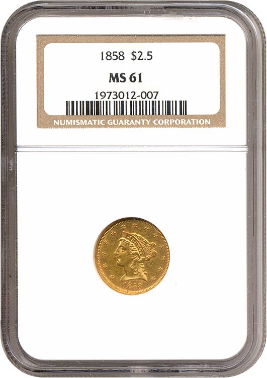 image for: 1858 $2 1/2  NGC MS61