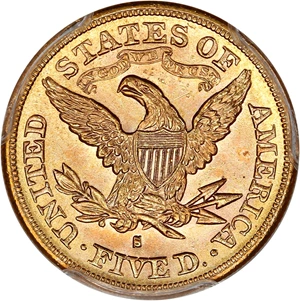 image for: 1880-S $5 PCGS MS64 ex: D.L. Hansen
