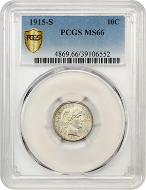 image for: 1915-S 10c PCGS MS66