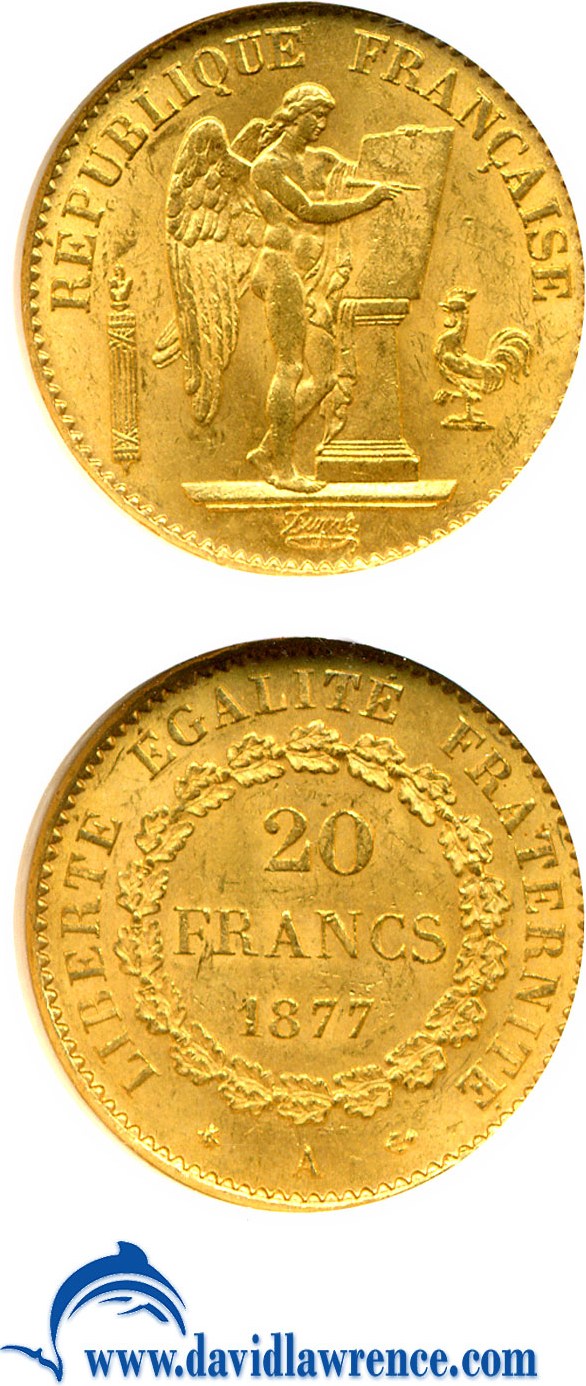 image for: France: 1877-A 20 Fr  NGC MS63 (KM-825)