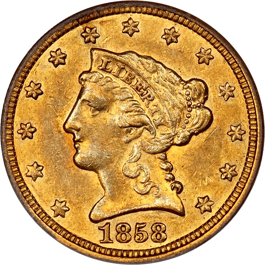 image for: 1858-C $2 1/2 PCGS AU55