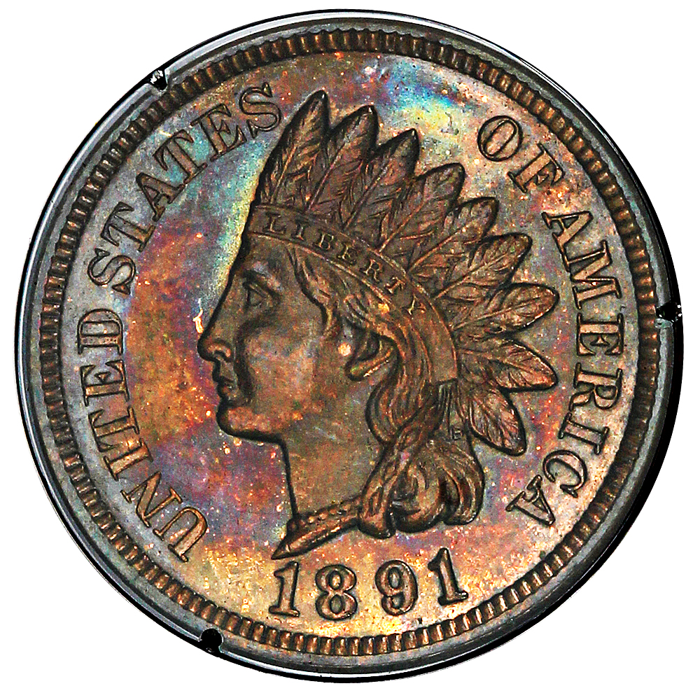 image for: 1891 1c PCGS/CAC Proof 64 BN (OGH Rattler Holder)