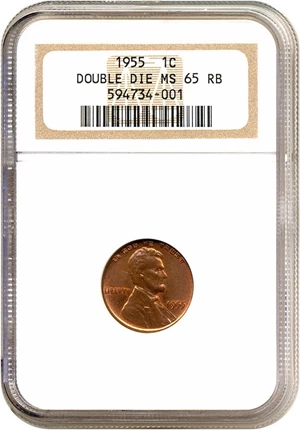 image for: 1955/1955 1c Doubled Die NGC MS65 RB