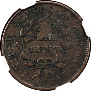 image for: 1806 Large 6, Stems 1/2c NGC XF40 (C-4)