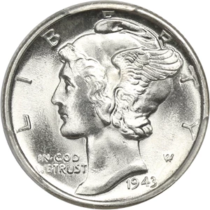 image for: 1943-D 10c PCGS MS66 FB