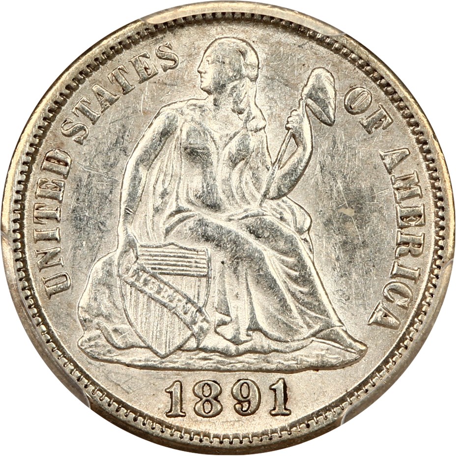 image for: 1891-S 10c PCGS AU58