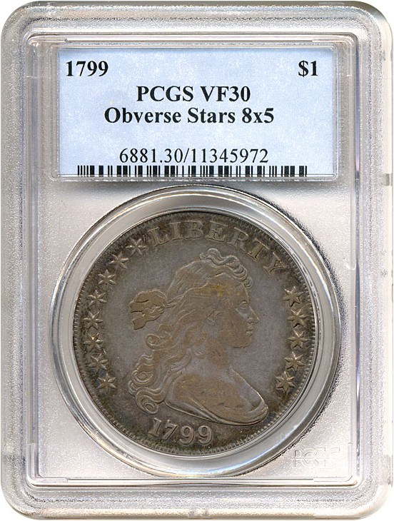 image for: 1799 $1 8X5 Stars PCGS VF30 