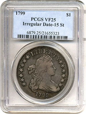image for: 1799 $1 Irregular Date-15 St PCGS VF25