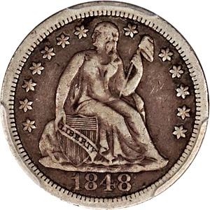 image for: 1848 10c PCGS/CAC VF25