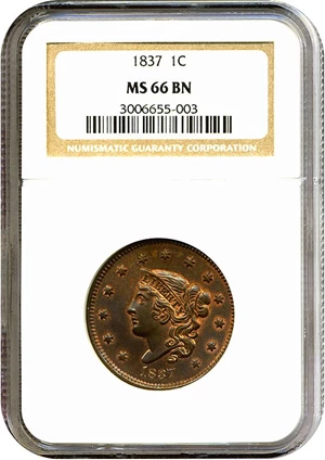 image for: 1837 1c NGC MS66 BN