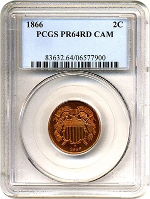 image for: 1866 2c PCGS Proof 64 RD Cameo