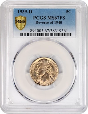 image for: 1939-D 5c PCGS MS67 FS (Reverse of 1940)