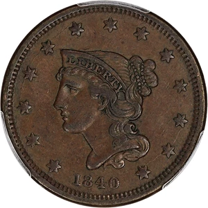 image for: 1840 1c PCGS/CAC AU55 (Small Date)