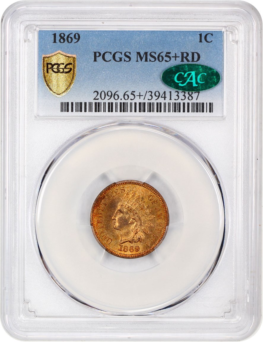 image for: 1869 1c PCGS/CAC MS65+ RD