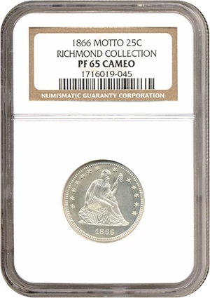 image for: 1866 25c NGC Proof 65 Cameo ex: Richmond Collection