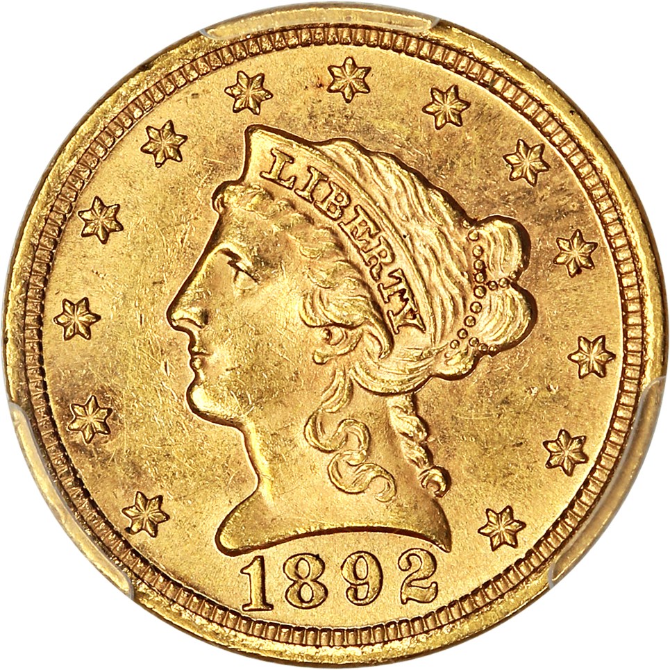 image for: 1892 $2 1/2 PCGS MS62