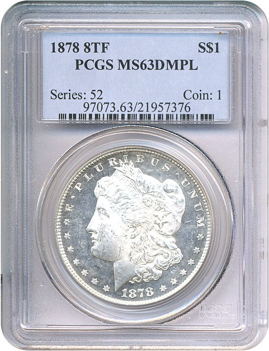 image for: 1878 8TF $1  PCGS MS63 DMPL