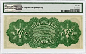 image for: FR. 63a 1863 $5 Legal Tender Seal Type 2 PMG Gem Unc 65 EPQ ex: Pogue