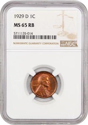 image for: 1929-D 1c NGC MS65 RB