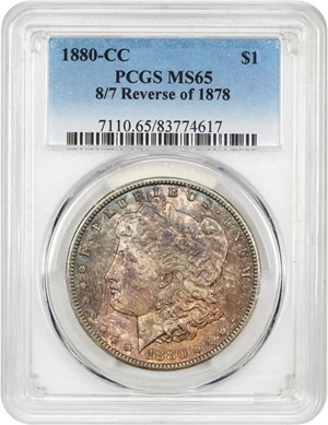 image for: 1880-CC $1 PCGS MS65 (8/7, Reverse 1878)