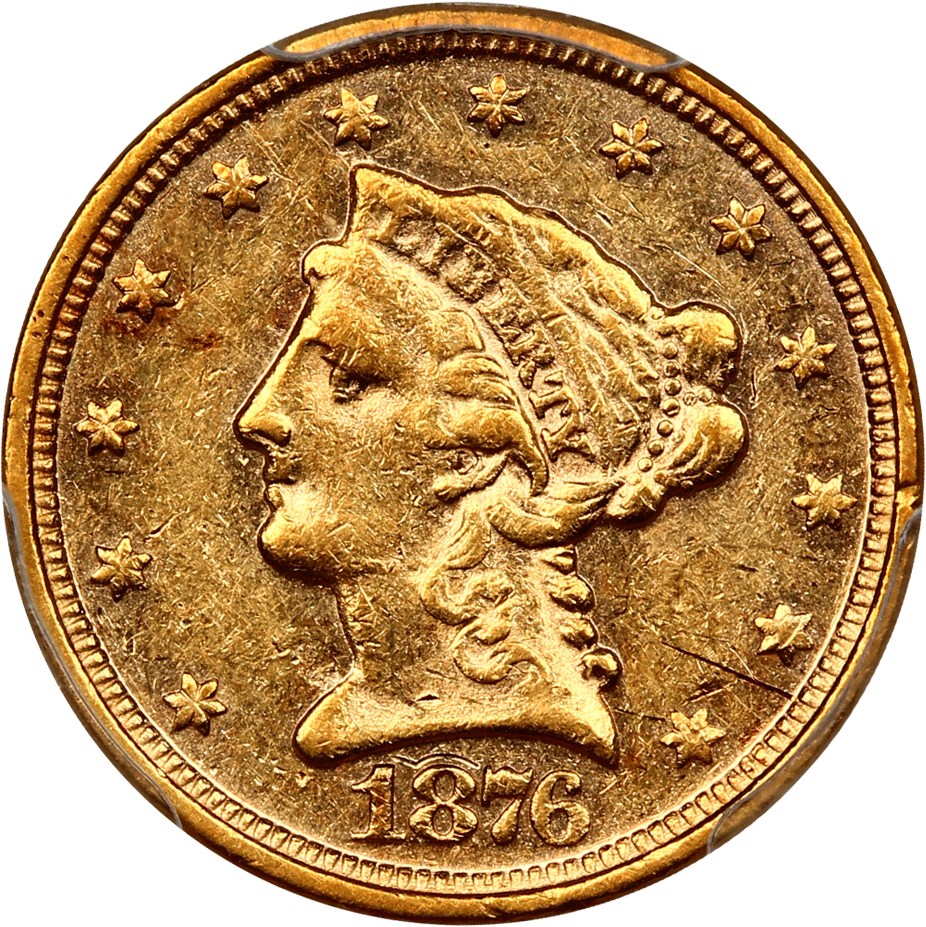 image for: 1876 $2 1/2 PCGS XF40