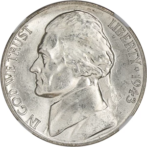 image for: 1943-P 5c NGC MS66 FS
