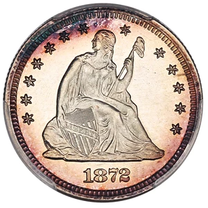 image for: 1872 25c PCGS/CAC Proof 67+ ex: D.L. Hansen