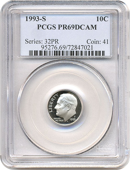 image for: 1993-S 10c PCGS Proof 69 DCameo 