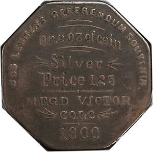 image for: 1900 Lesher $ PCGS VF20 (HK-787 Silver, Type 1 with No. 75)