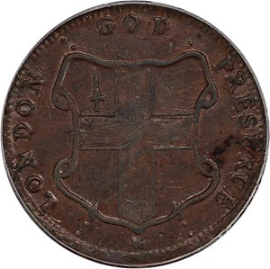image for: Elephant LONDON 1/2 P PCGS AU50 (Thick Planchet)
