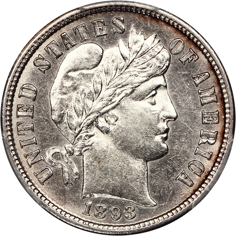 image for: 1893-S 10c PCGS AU55