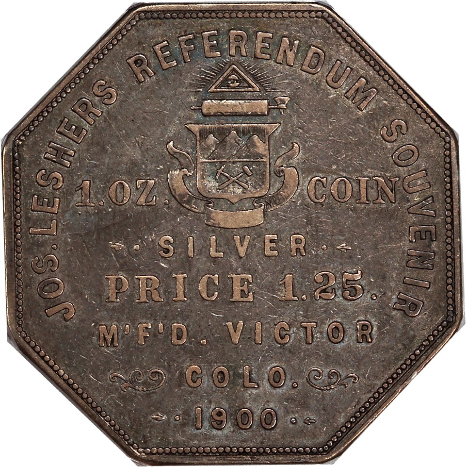 image for: 1900 Lesher $1 PCGS/CAC XF45 (AB Bumstead, HK-789, 924, Type 2)