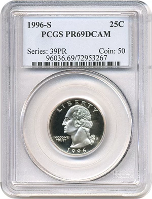 image for: 1996-S 25c PCGS Proof 69 DCameo