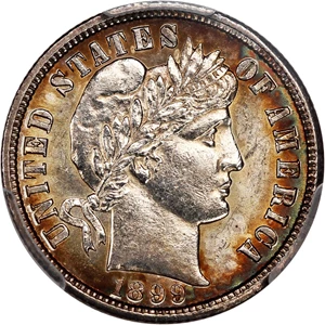 image for: 1899-S 10c PCGS AU55