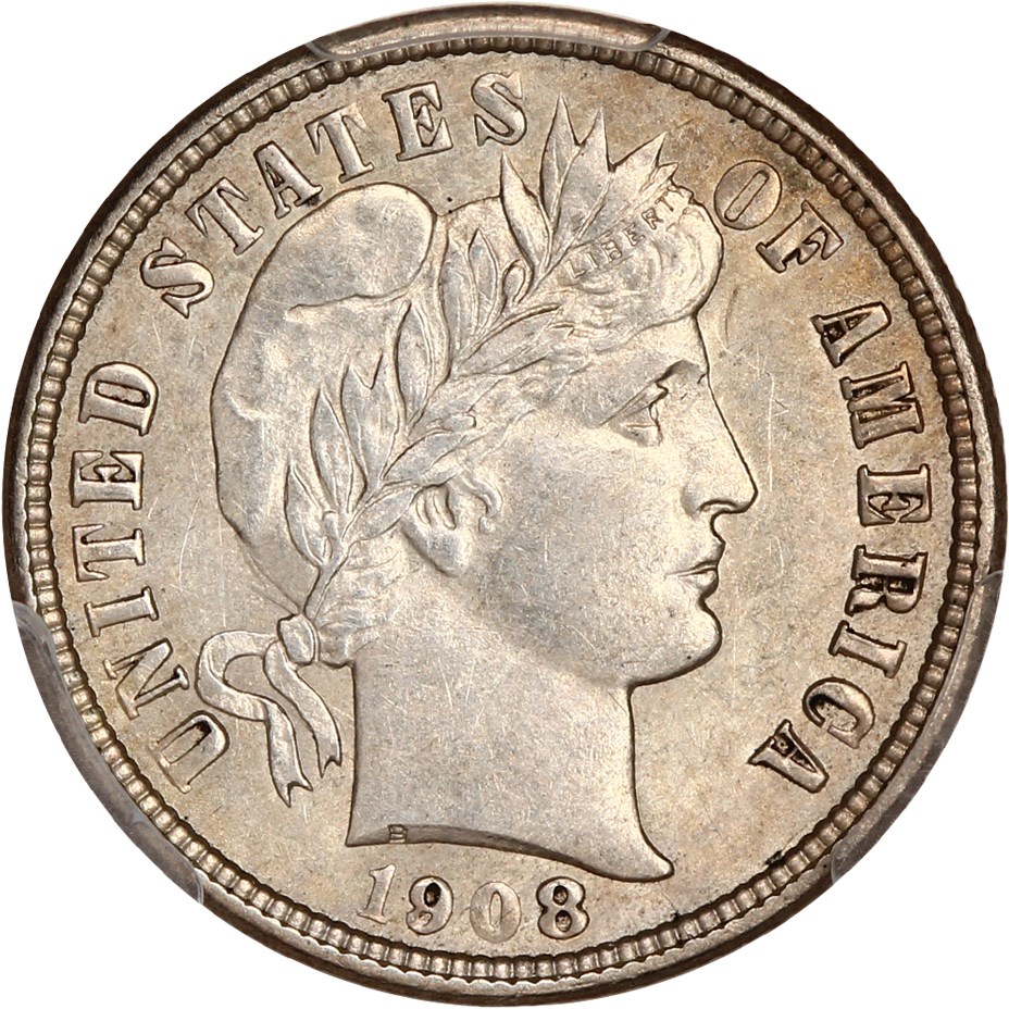 image for: 1908-D 10c PCGS AU58