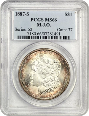 image for: 1887-S $1 PCGS MS66 ex: M.J.O.
