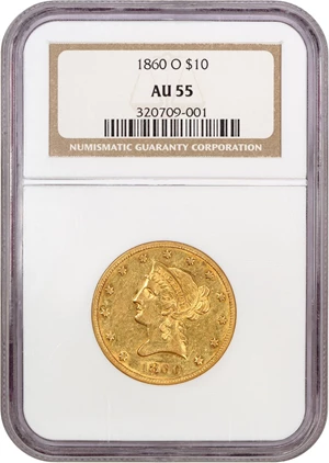 image for: 1860-O $10 NGC AU55