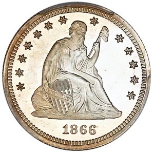 image for: 1866 25c PCGS Proof 65 CAM (Motto) ex: D.L. Hansen