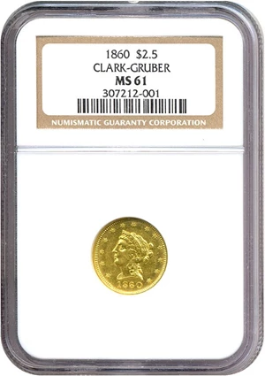 image for: 1860 Clark Gr $2 1/2 NGC MS61