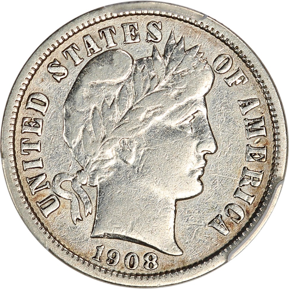 image for: 1908-D 10c PCGS VF30