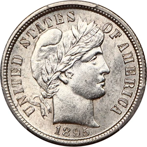 image for: 1895-S 10c PCGS MS61