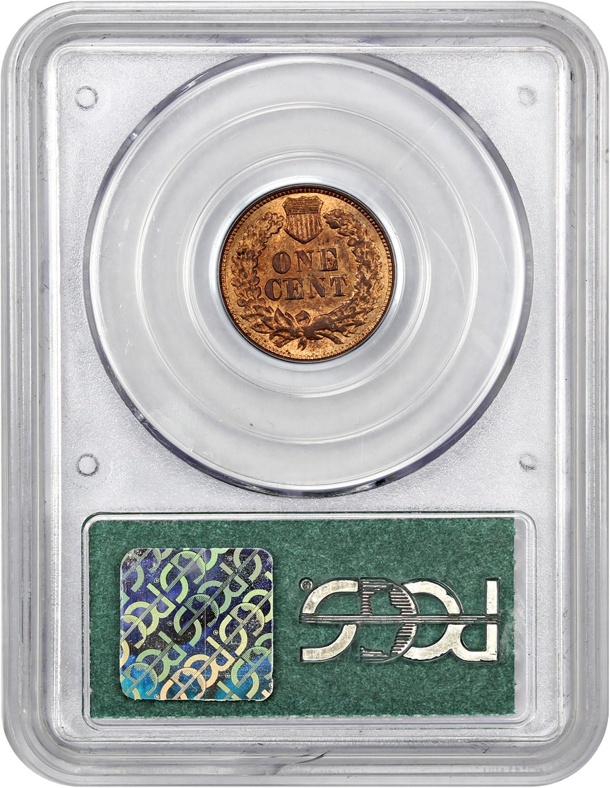 image for: 1877 1c PCGS MS64 RD (Scarce Doily Holder)
