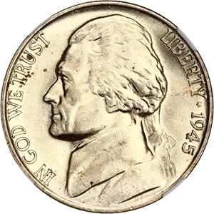 image for: 1945-P 5c NGC MS66 FS