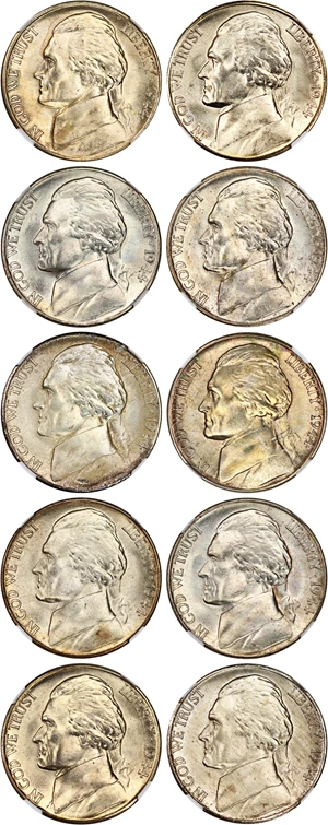 image for: Lot of 1944-S 5c NGC MS66 (10 Coins)