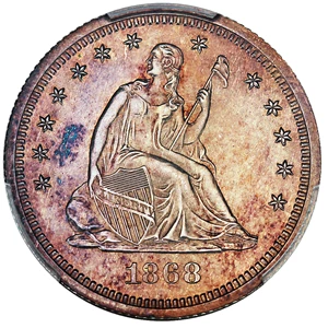 image for: 1868 25c PCGS Proof 62 ex: D.L. Hansen