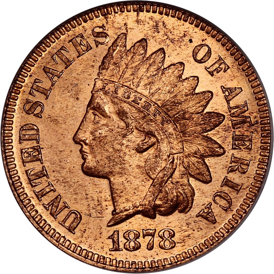 image for: 1878 1c PCGS MS64 RD (OGH)