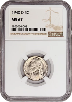 image for: 1940-D 5c NGC MS67